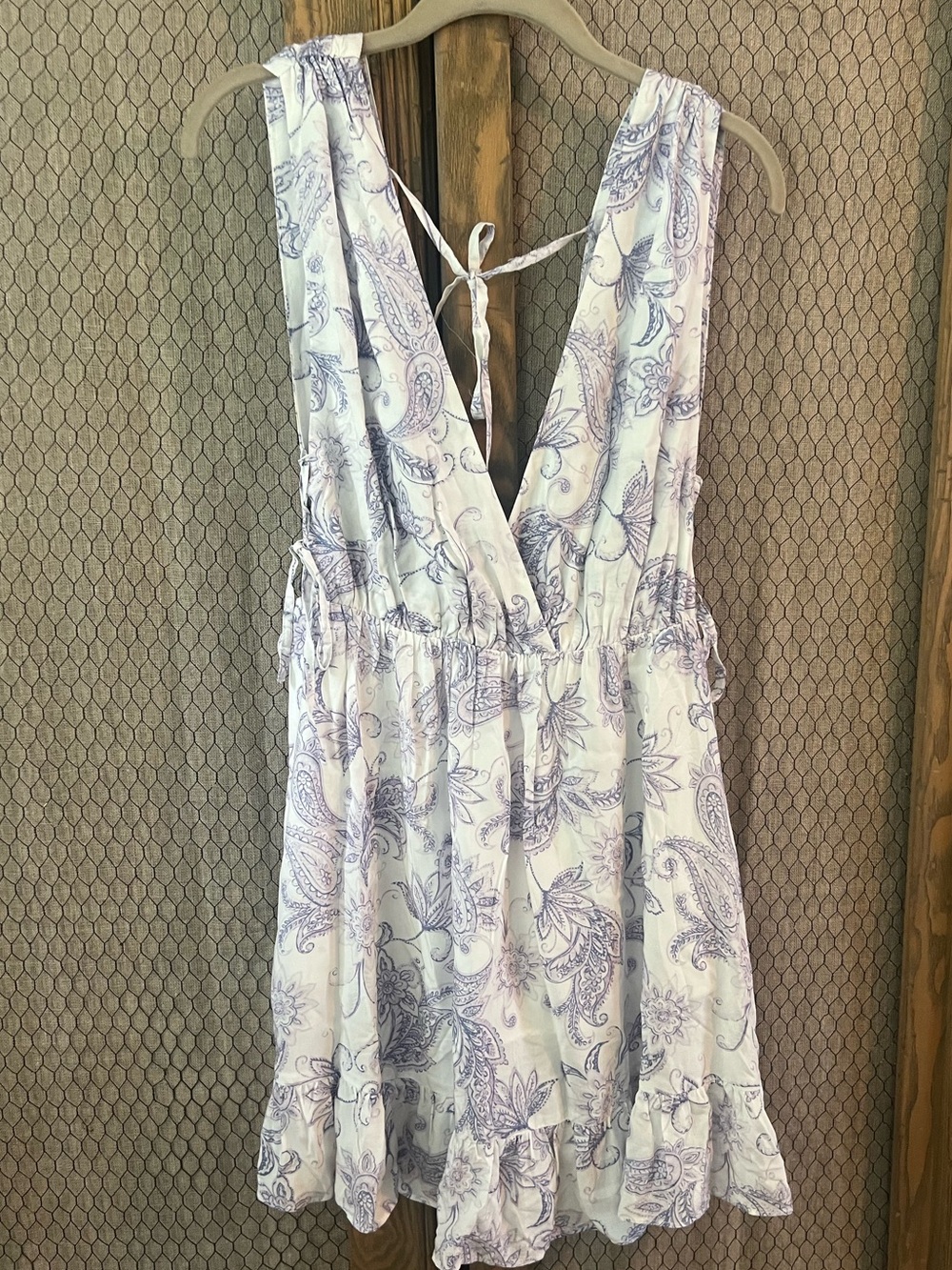 Cupshe White and Lilac Paisley V-Neck Sleep Romper